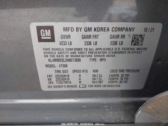 KL4MMDSL3NB073888 Buick Encore Gx Fwd Select