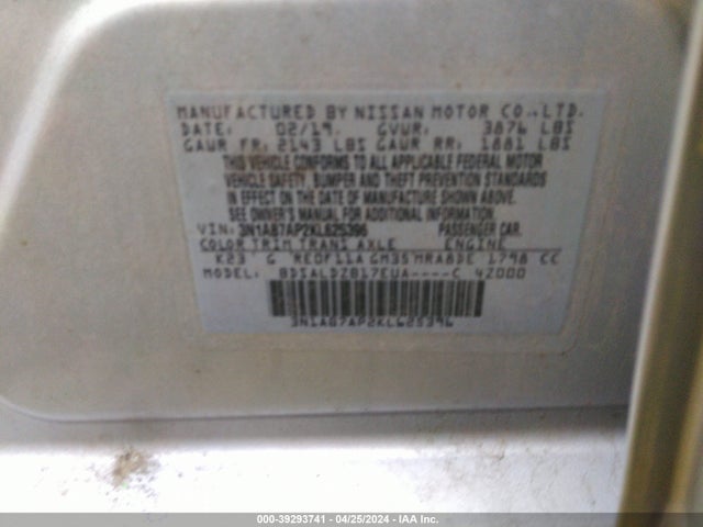 Nissan SENTRA SV 2019 3N1AB7AP2KL625396 Image 9