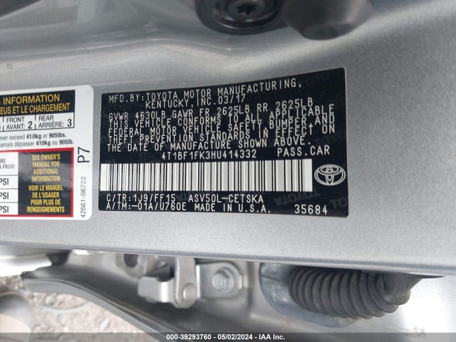 Toyota CAMRY SE 2017 4T1BF1FK3HU414332 Image 9