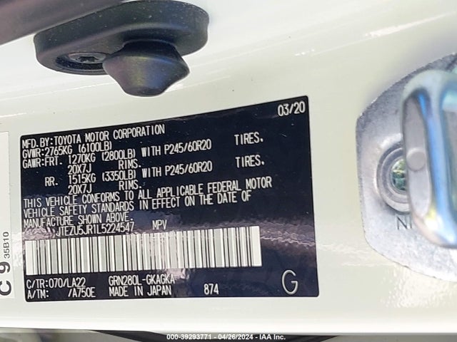 Toyota 4runner Limited 2020 JTEZU5JR1L5224547 Image 9