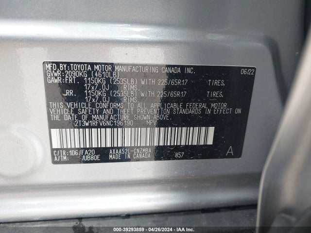 Toyota Rav4 Xle 2022 2T3W1RFV6NC196190 Image 9