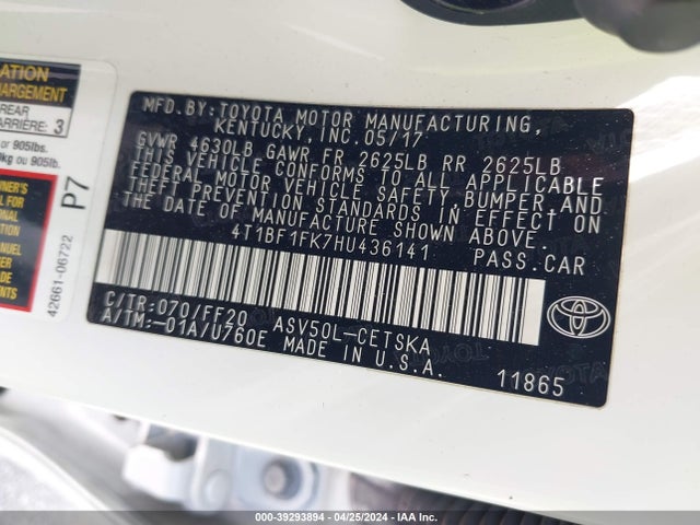 Toyota CAMRY SE 2017 4T1BF1FK7HU436141 Image 9
