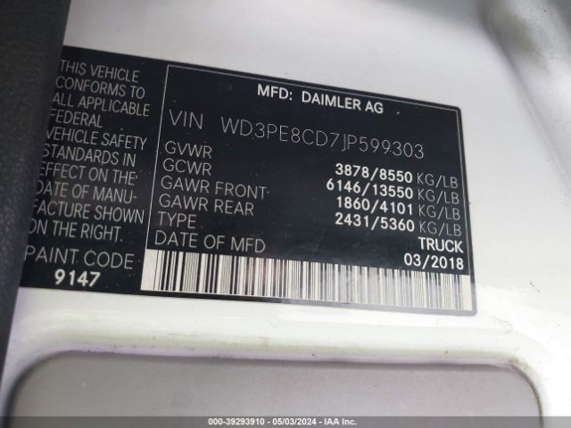 WD3PE8CD7JP599303 Mercedes-Benz Sprinter 2500 High Roof V6