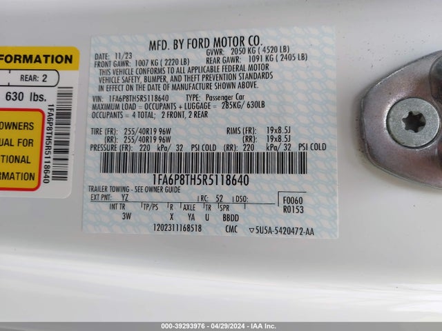 Ford Mustang Ecoboost Premium Fastback 2024 1FA6P8TH5R5118640 Image 9