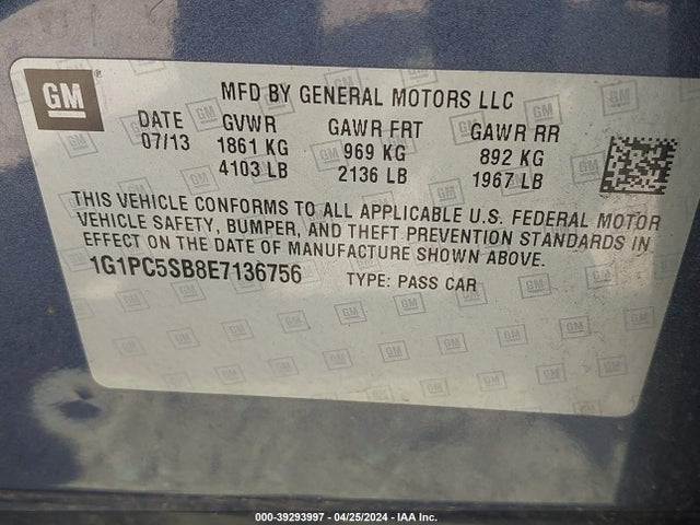 Chevrolet Cruze 1lt Auto 2014 1G1PC5SB8E7136756 Image 9