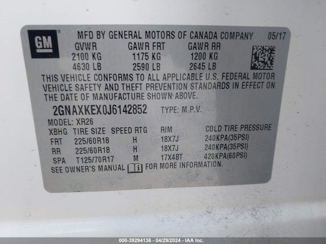 Chevrolet EQUINOX LT 2018 2GNAXKEX0J6142852 Image 9
