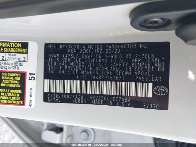 Toyota CAMRY LE 2023 4T1C11AK8PU181671 Image 9
