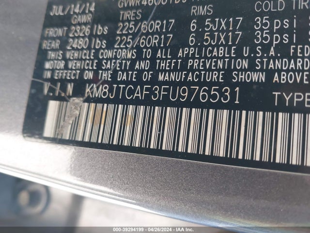 Hyundai TUCSON GLS 2015 KM8JTCAF3FU976531 Image 9