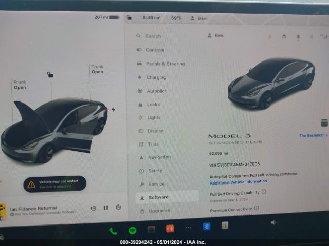 5YJ3E1EA5MF047005 Tesla Model 3 Standard Range Plus Rear-wheel Drive