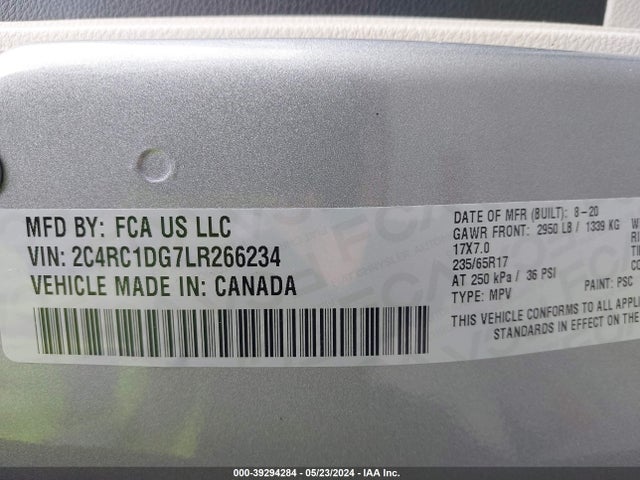 2C4RC1DG7LR266234 Chrysler Voyager Lxi