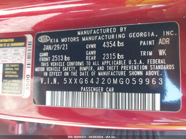 KIA K5 Gt-line 2021 5XXG64J20MG059963 Image 9