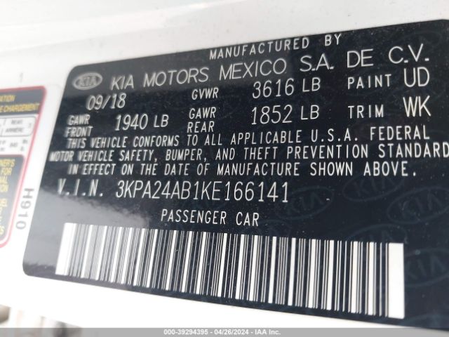 3KPA24AB1KE166141 KIA RIO S