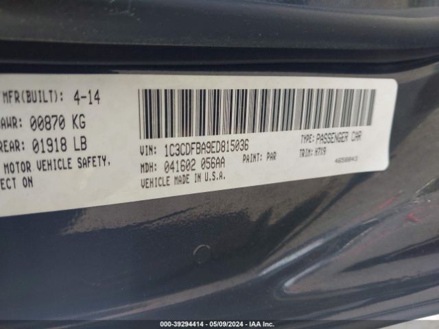 1C3CDFBA9ED815036 Dodge DART SXT