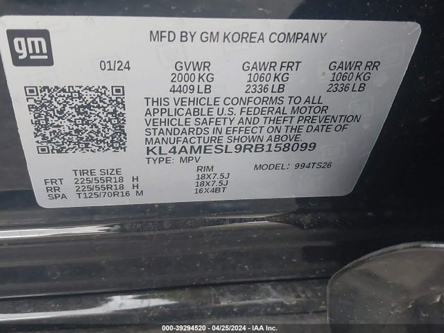 KL4AMESL9RB158099 Buick Encore Gx Sport Touring Awd