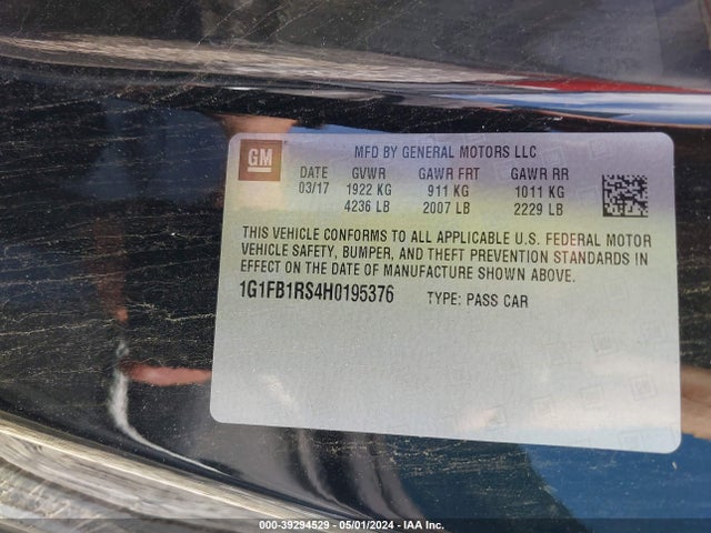 Chevrolet Camaro 1lt 2017 1G1FB1RS4H0195376 Image 9