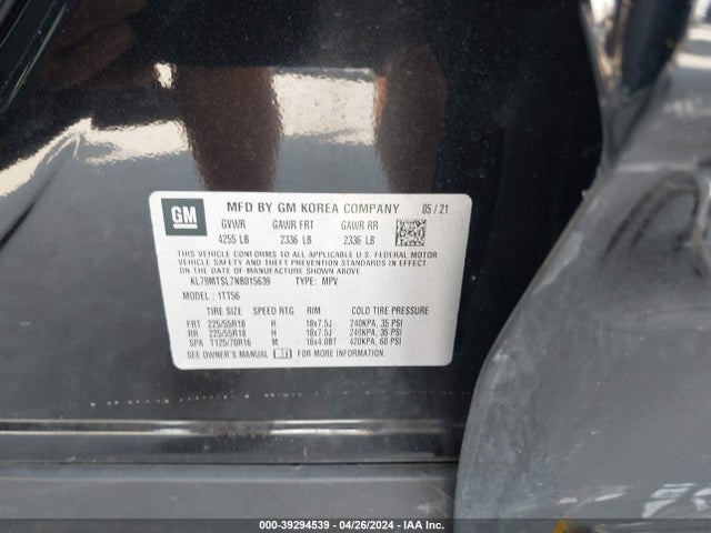 Chevrolet Trailblazer Fwd Rs 2022 KL79MTSL7NB015639 Image 9