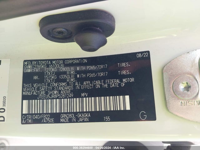 Toyota 4RUNNER SR5 2023 JTEEU5JR8P5281249 Image 9
