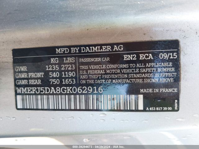 WMEFJ5DA8GK062916 Smart Fortwo Passion/prime/proxy/pure