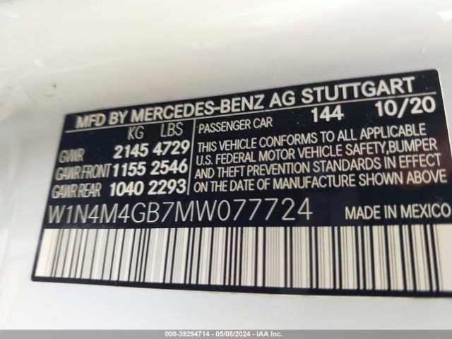 W1N4M4GB7MW077724 Mercedes-Benz GLB 250
