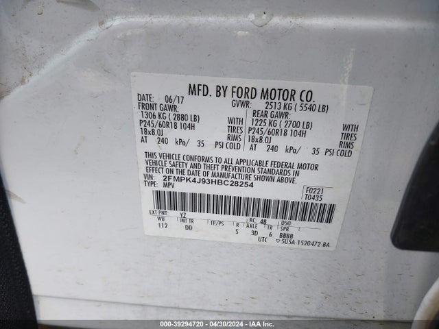 Ford EDGE SEL 2017 2FMPK4J93HBC28254 Image 9