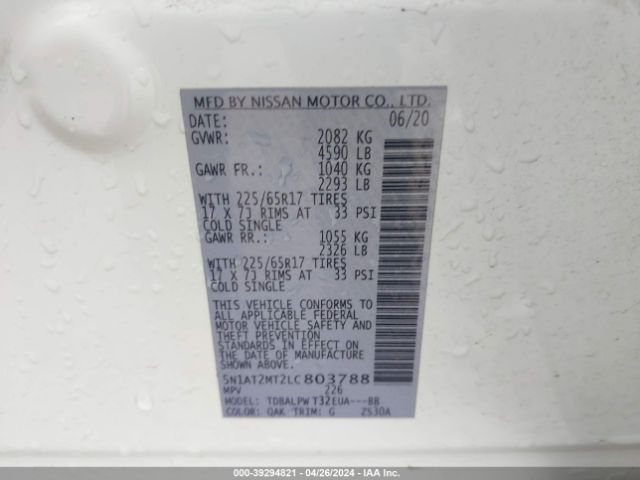 5N1AT2MT2LC803788 Nissan Rogue S Fwd