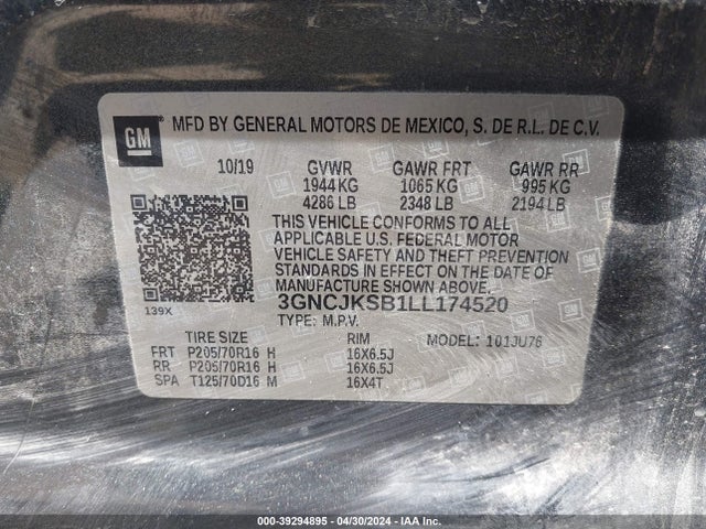 Chevrolet Trax Fwd Ls 2020 3GNCJKSB1LL174520 Image 9
