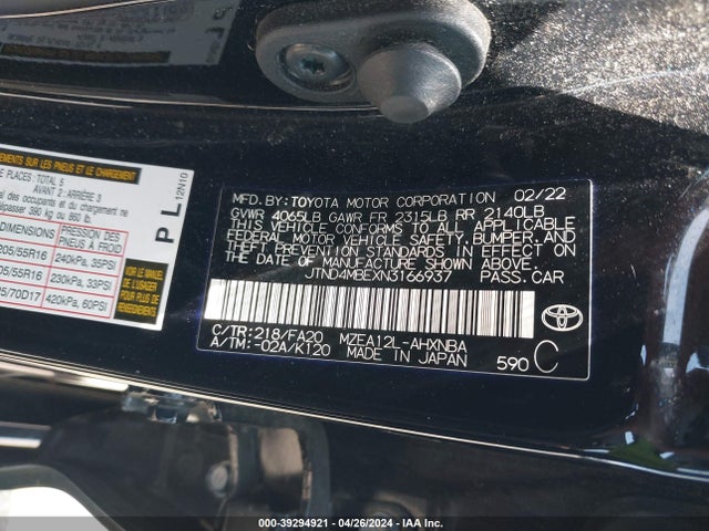 Toyota COROLLA SE 2022 JTND4MBEXN3166937 Image 9