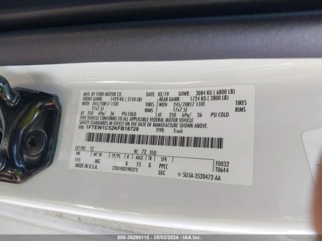 1FTEW1C52KFB18729 Ford F-150 Xlt