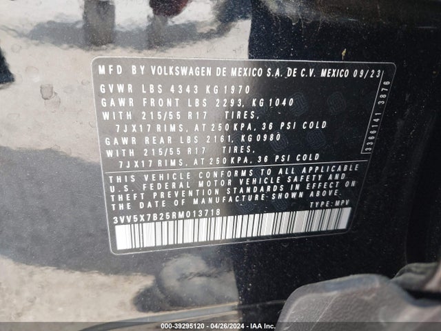 3VV5X7B25RM013718 Volkswagen Taos 1.5t S