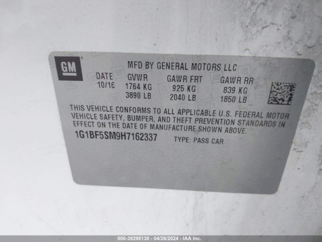 1G1BF5SM9H7162337 Chevrolet Cruze Premier Auto