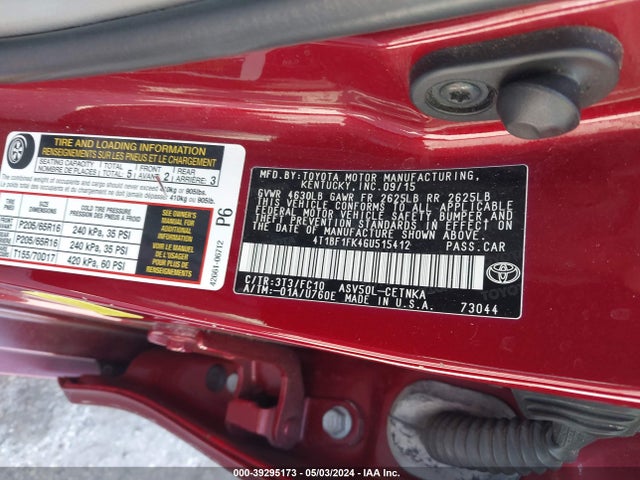 4T1BF1FK4GU515412 Toyota CAMRY LE