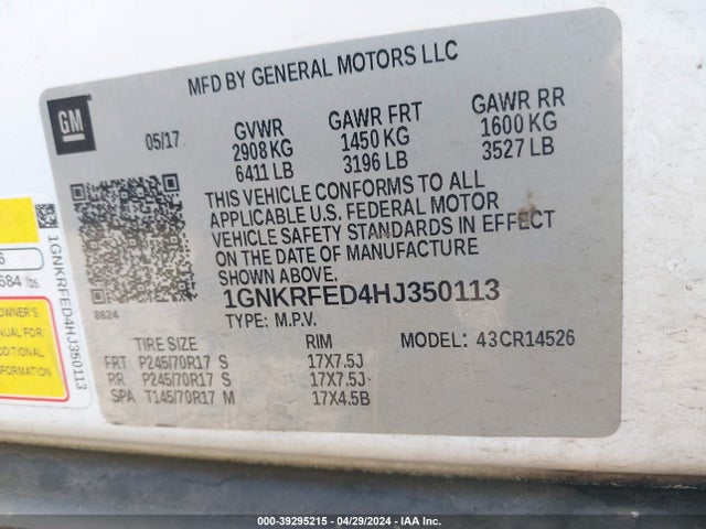Chevrolet Traverse Ls 2017 1GNKRFED4HJ350113 Image 9