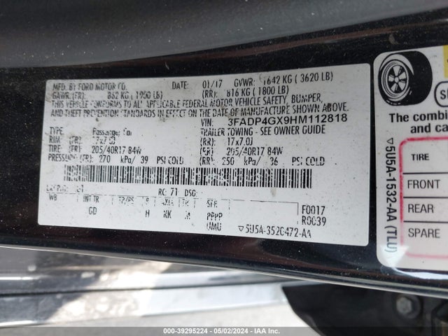 Ford FIESTA ST 2017 3FADP4GX9HM112818 Image 9