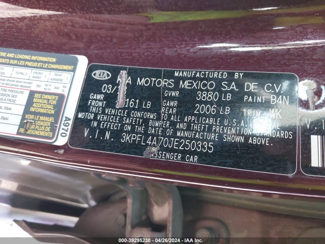 KIA FORTE LX 2018 3KPFL4A70JE250335 Image 9