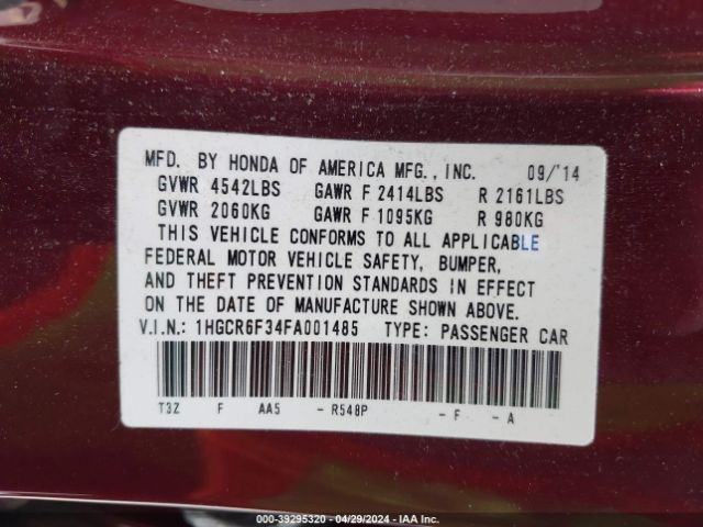 1HGCR6F34FA001485 Honda ACCORD HYBRID