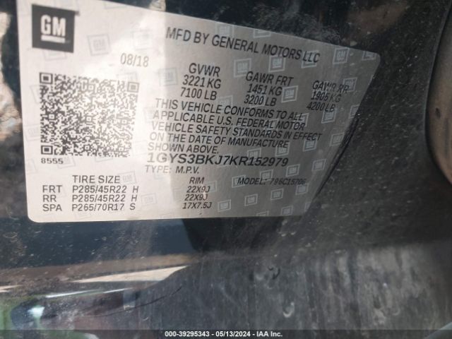 1GYS3BKJ7KR152979 Cadillac Escalade Luxury