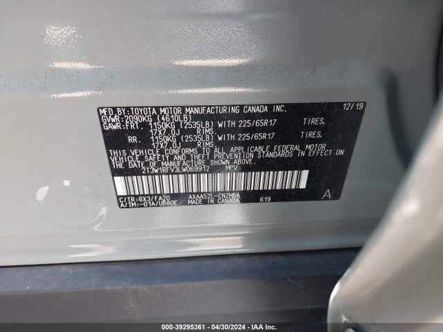Toyota Rav4 Xle 2020 2T3W1RFV3LW069912 Image 9