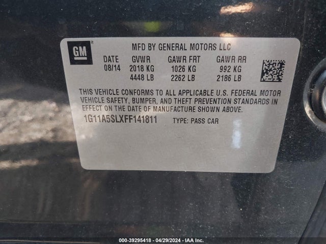 Chevrolet Malibu 1fl 2015 1G11A5SLXFF141811 Image 9