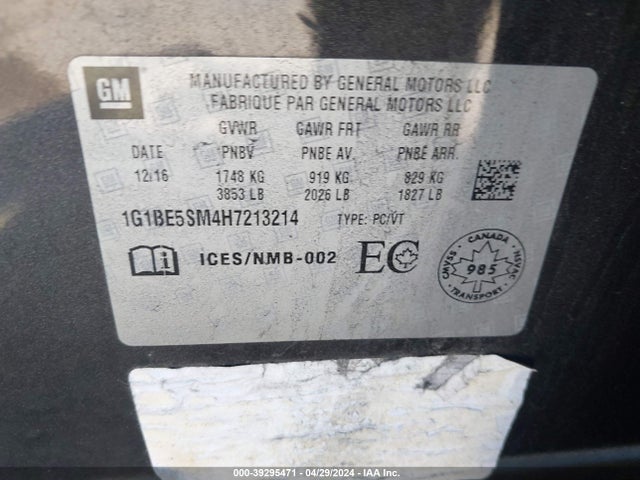 Chevrolet Cruze Lt Auto 2017 1G1BE5SM4H7213214 Image 9