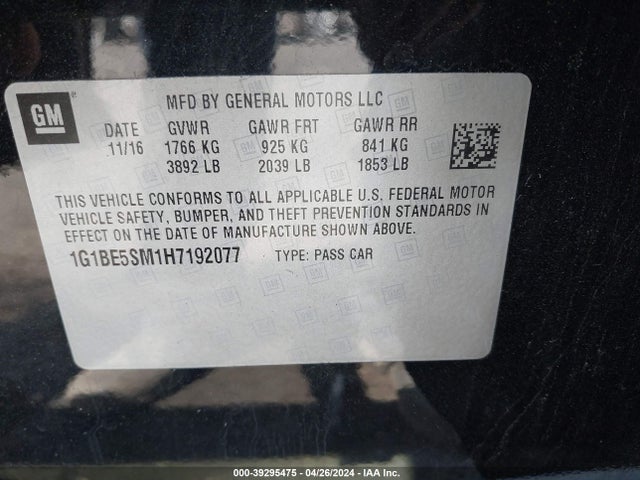 Chevrolet Cruze Lt Auto 2017 1G1BE5SM1H7192077 Image 9