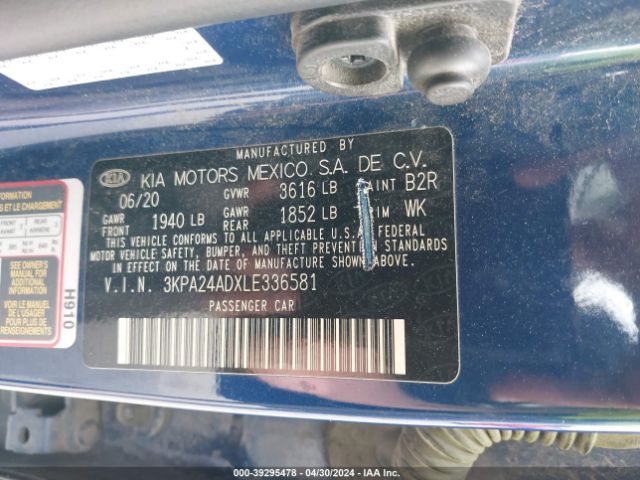 3KPA24ADXLE336581 KIA RIO S