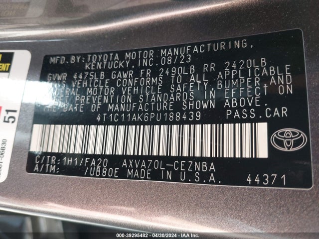 Toyota CAMRY LE 2023 4T1C11AK6PU188439 Image 9