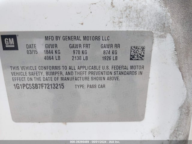 Chevrolet Cruze 1lt Auto 2015 1G1PC5SB7F7213215 Image 9