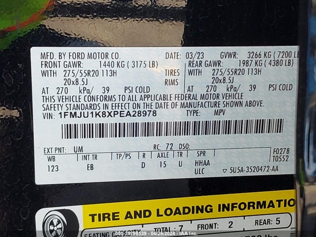 Ford Expedition Limited 2023 1FMJU1K8XPEA28978 Image 9