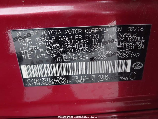 JTHBZ1BL9GA004238 Lexus Gs 350 F Sport