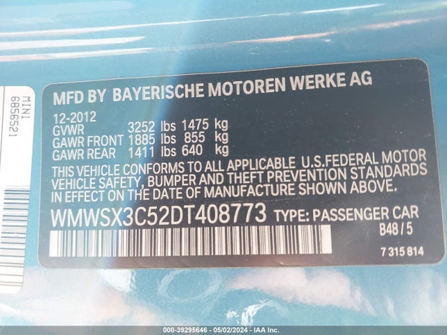 2013 MINI COUPE WMWSX3C52DT408773 Photo 8