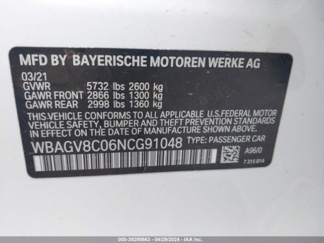 WBAGV8C06NCG91048 BMW M850i Gtan Coupe Xdrive