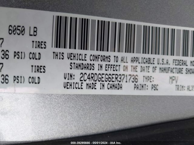 2C4RDGEG6ER371736 Dodge Grand Caravan R/t