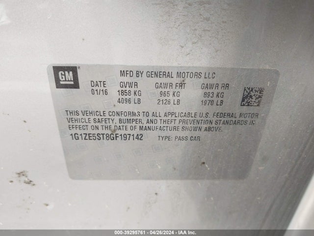 Chevrolet MALIBU 1LT 2016 1G1ZE5ST8GF197142 Image 9