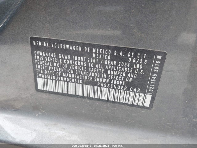 3VW5M7BU2RM006618 Volkswagen Jetta 1.5t S